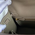 「#4228」 Hermès Epsom leather elephant grey gold buckle waxed thread Kelly bag 25cm
