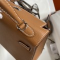 「#4231」 Hermès Epsom leather golden brown silver buckle wax thread Kelly bag 25cm