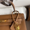「#4232」 Hermès Epsom leather golden brown gold buckle wax thread Kelly bag 25cm