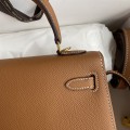 「#4232」 Hermès Epsom leather golden brown gold buckle wax thread Kelly bag 25cm
