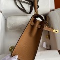 「#4232」 Hermès Epsom leather golden brown gold buckle wax thread Kelly bag 25cm