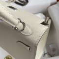 「#4233」 Hermès Epsom leather, milkshake white, silver buckle wax thread, Kelly bag 25cm