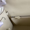 「#4233」 Hermès Epsom leather, milkshake white, silver buckle wax thread, Kelly bag 25cm