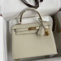 「#4234」 Hermès Epsom leather, milkshake white, gold buckle wax thread, Kelly bag 25cm