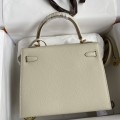「#4234」 Hermès Epsom leather, milkshake white, gold buckle wax thread, Kelly bag 25cm