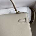 「#4234」 Hermès Epsom leather, milkshake white, gold buckle wax thread, Kelly bag 25cm