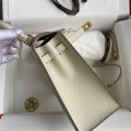 「#4234」 Hermès Epsom leather, milkshake white, gold buckle wax thread, Kelly bag 25cm