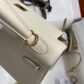 「#4234」 Hermès Epsom leather, milkshake white, gold buckle wax thread, Kelly bag 25cm