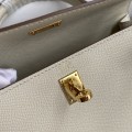 「#4234」 Hermès Epsom leather, milkshake white, gold buckle wax thread, Kelly bag 25cm