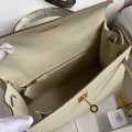 「#4234」 Hermès Epsom leather, milkshake white, gold buckle wax thread, Kelly bag 25cm