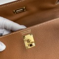 「#4236」 Hermès Epsom leather golden brown gold buckle waxed thread Kelly bag 25cm
