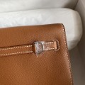 「#4237」 Hermès Epsom leather golden brown silver buckle wax thread Kelly bag 25cm