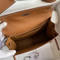 「#4237」 Hermès Epsom leather golden brown silver buckle wax thread Kelly bag 25cm