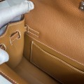 「#4237」 Hermès Epsom leather golden brown silver buckle wax thread Kelly bag 25cm