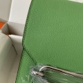 「#4027」Hermes Pig Nose Bag Avocado Green Silver Buckle Roulis 19cm