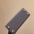 「#4240」 Hermès Epsom Pewter Grey Lipstick Pink Gold Buckle Kelly Bag 25cm