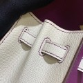 「#4243」 Hermès Epsom Anemone Purple and Milkshake White Gold Buckle Kelly Bag 25cm