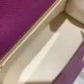 「#4243」 Hermès Epsom Anemone Purple and Milkshake White Gold Buckle Kelly Bag 25cm
