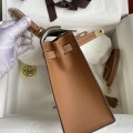 「#4245」 Hermès Epsom Milkshake White and Golden Brown Gold Buckle Kelly Bag 25cm