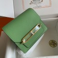 「#4030」Hermes Pig Nose Bag Avocado Green Gold Buckle Roulis 19cm