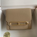 「#4031」Hermes Pig Nose Bag Khaki Silver Buckle Roulis 19cm