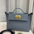 「#4257」 Hermès Linen Blue Kelly Bag Gold Buckle Y2424mini 21*16*12cm 「#4257」 Hermès Linen Blue Kelly Bag Gold Buckle Y2424mini 21*16*12cm