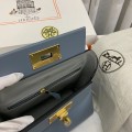 「#4257」 Hermès Linen Blue Kelly Bag Gold Buckle Y2424mini 21*16*12cm 「#4257」 Hermès Linen Blue Kelly Bag Gold Buckle Y2424mini 21*16*12cm