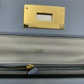 「#4257」 Hermès Linen Blue Kelly Bag Gold Buckle Y2424mini 21*16*12cm 「#4257」 Hermès Linen Blue Kelly Bag Gold Buckle Y2424mini 21*16*12cm