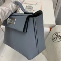 「#4258」 Hermes Linen Blue Kelly Bag Silver Buckle Y2424mini 21*16*12cm 「#4258」 Hermes Linen Blue Kelly Bag Silver Buckle Y2424mini 21*16*12cm