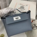 「#4258」 Hermes Linen Blue Kelly Bag Silver Buckle Y2424mini 21*16*12cm 「#4258」 Hermes Linen Blue Kelly Bag Silver Buckle Y2424mini 21*16*12cm