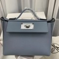「#4258」 Hermes Linen Blue Kelly Bag Silver Buckle Y2424mini 21*16*12cm 「#4258」 Hermes Linen Blue Kelly Bag Silver Buckle Y2424mini 21*16*12cm