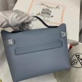 「#4258」 Hermes Linen Blue Kelly Bag Silver Buckle Y2424mini 21*16*12cm 「#4258」 Hermes Linen Blue Kelly Bag Silver Buckle Y2424mini 21*16*12cm