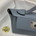 「#4258」 Hermes Linen Blue Kelly Bag Silver Buckle Y2424mini 21*16*12cm 「#4258」 Hermes Linen Blue Kelly Bag Silver Buckle Y2424mini 21*16*12cm