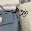 「#4258」 Hermes Linen Blue Kelly Bag Silver Buckle Y2424mini 21*16*12cm 「#4258」 Hermes Linen Blue Kelly Bag Silver Buckle Y2424mini 21*16*12cm