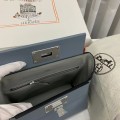 「#4258」 Hermes Linen Blue Kelly Bag Silver Buckle Y2424mini 21*16*12cm 「#4258」 Hermes Linen Blue Kelly Bag Silver Buckle Y2424mini 21*16*12cm