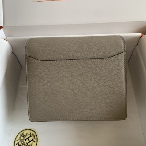 「#4033」Hermes Pig Nose Bag Asphalt Gray Silver Buckle Roulis 19cm