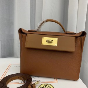 「#4260」 Hermes golden brown Kelly bag with gold buckle Y2424mini 21*16*12cm