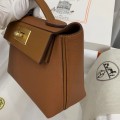 「#4260」 Hermes golden brown Kelly bag with gold buckle Y2424mini 21*16*12cm