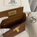 「#4260」 Hermes golden brown Kelly bag with gold buckle Y2424mini 21*16*12cm