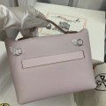 「#4261」 Hermes Dream Pink and Milkshake White Kelly Bag Silver Buckle Y2424mini 21*16*12cm