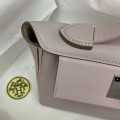 「#4261」 Hermes Dream Pink and Milkshake White Kelly Bag Silver Buckle Y2424mini 21*16*12cm
