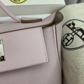 「#4261」 Hermes Dream Pink and Milkshake White Kelly Bag Silver Buckle Y2424mini 21*16*12cm
