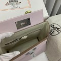 「#4261」 Hermes Dream Pink and Milkshake White Kelly Bag Silver Buckle Y2424mini 21*16*12cm