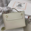 「#4263」 Hermes Milkshake White Kelly Bag Gold Buckle Y2424mini 21*16*12cm