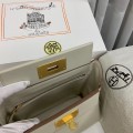 「#4263」 Hermes Milkshake White Kelly Bag Gold Buckle Y2424mini 21*16*12cm