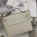 「#4264」 Hermes Milkshake White Kelly Bag Silver Buckle Y2424mini 21*16*12cm
