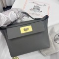 「#4265」Hermès Cumulonimbus Gray Kelly Bag Gold Buckle Y2424mini 21*16*12cm