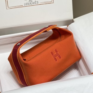 「#4273」 Hermes Orange Trousse Bride-A-Brace bag  25*21*14cm