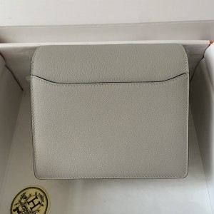 「#4036」Hermes Pig Nose Bag Pearl Grey Gold Buckle Roulis 19cm