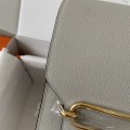「#4036」Hermes Pig Nose Bag Pearl Grey Gold Buckle Roulis 19cm 「#4036」Hermes Pig Nose Bag Pearl Grey Gold Buckle Roulis 19cm